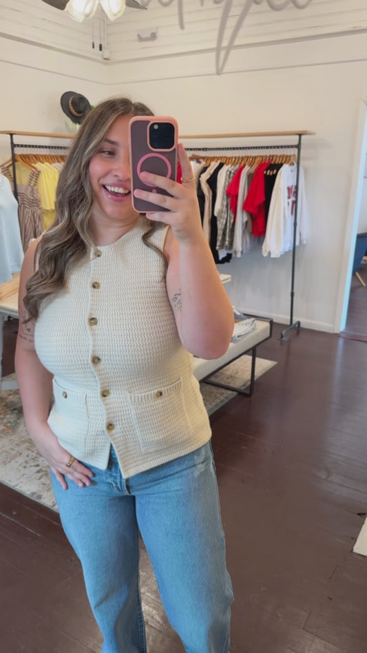 Textured Full Length Sweater Vest