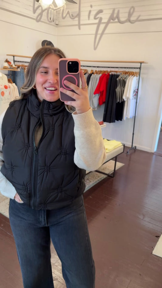 High Neck Quilted Puffer Vest