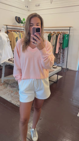 V-Neck Cropped Pullover