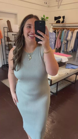 Ribbed Knit Sweater Midi Dress