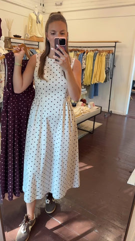 Polka Dot Sleeveless Midi Dress