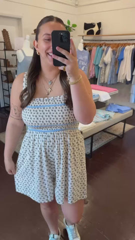 Contrast Smocked Floral Romper