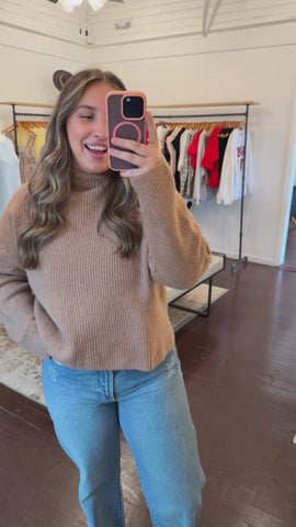 Mock Neck Ribbed Knit Sweater