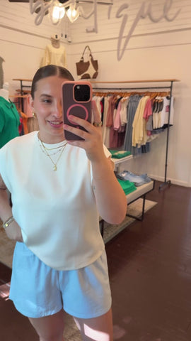 Solid Cap Sleeve Knit Top