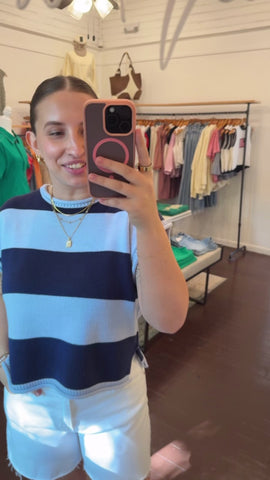 Striped Cap Sleeve Sweater
