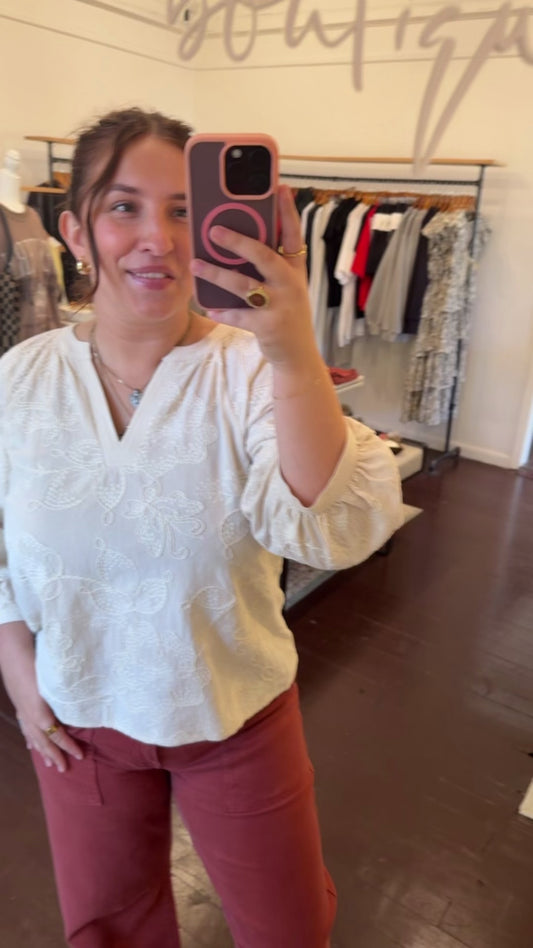 Embroidered Botanical Blouse