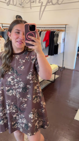 Floral Print Top Stitch Dress