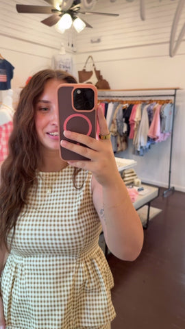 Gingham Sleeveless Peplum Top