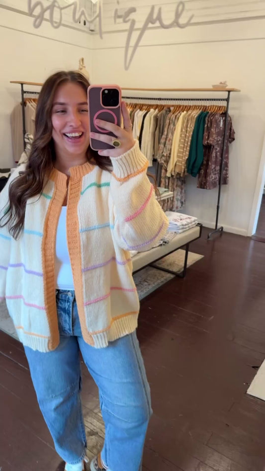 Multicolor Striped Sweater Cardigan