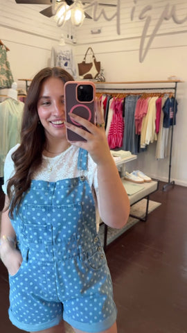 Polka Dot Denim Overalls