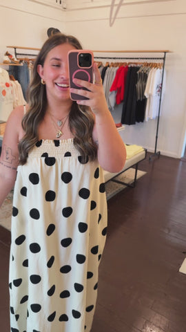 Polka Dot Linen Blend Dress