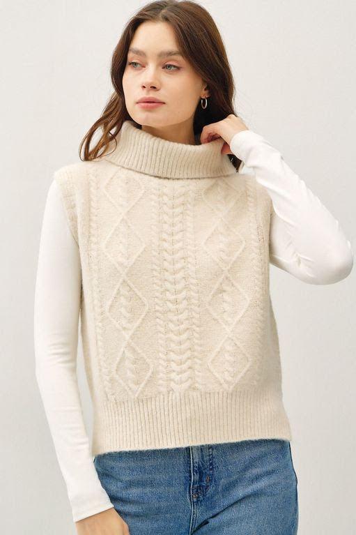 Cable Knit Turtleneck Sweater