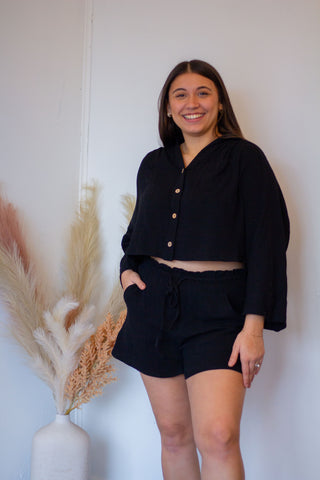 Textured Cotton Button Down Set