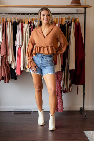 Ruffle Detail Crop Top